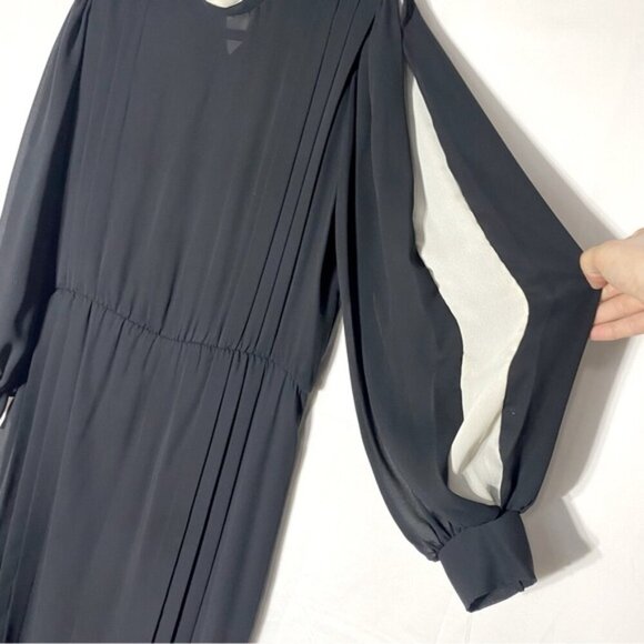 Vintage Joyce Palmer Black Long Sleeve Mock Neck Sheer Midi Dress XL - Picture 13 of 16